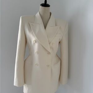 Zara Cream Double-Breasted Blazer